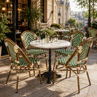 Ensemble de chaises de salle à manger d'extérieur empilables en aluminium personnalisées, chaise de bistrot parisienne en rotin pour restaurant