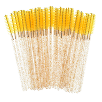 50 brosses à cils en cristal avec manche diamanté, applicateurs de mascara, pinceaux cosmétiques portables jetables en nylon