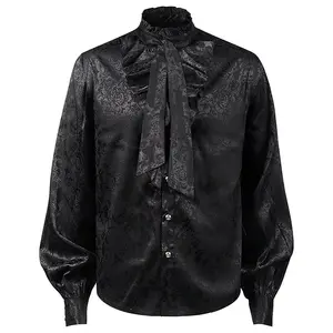 Mens Steampunk Vintage Shirt Medieval Victorian Renaissance Gothic Ruffled Shirt Drama Stage Men Long Sleeve Viking Costume Tops