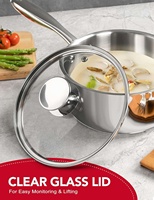 Ensemble de casseroles en acier inoxydable 1, 2 et 3 litres avec couvercle en verre, écologique, compatible induction, passe au lave-vaisselle et au four, style américain, capsule