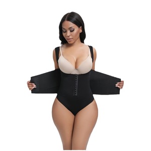 Women's Shaping Waist <b>Belt</b> Bodysuit Thong Hip Lifting Slimming Control With Buckles Nylon Fabric Black - Product Image 4