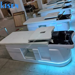 Kisen Black White Shampoo <b>Bed</b> Salon Massage Table Head Therapy <b>Led</b> Light Water Constant Temperature System Salon Chair - Product Image 5