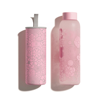 Bouteille d'eau en verre personnalisée réutilisable par sublimation, 500 ml, transparente, de qualité alimentaire, avec couvercle et manchon en bambou, vente en gros