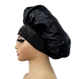 Gorro de satén sedoso con pedrería, gorro de seda casual para el cuidado del cabello, gorro de ducha, durag, gorro con diamantes para planchar, regalo promocional - Product Image 4