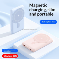 Batterie externe portable 10000mAh avec charge magnétique, charge sans fil 15W, charge rapide PD Type-C 22.5W, support pliable intégré
