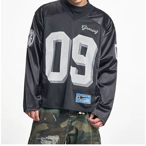 เสื้อยืดแขนยาวสไตล์วินเทจแนวสปอร์ตแฟชั่นใหม่ประจำฤดูใบไม้ร่วงปี 2026 สำหรับผู้ชายทรงหลวมสไตล์อเมริกันฟุตบอล - Product Image 1