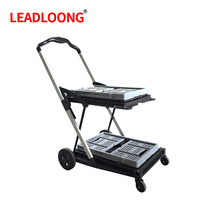 LEADLOONG Caisse de rangement pliable à deux niveaux Chariot de courses pliable mobile Utilisation en gros pour la maison