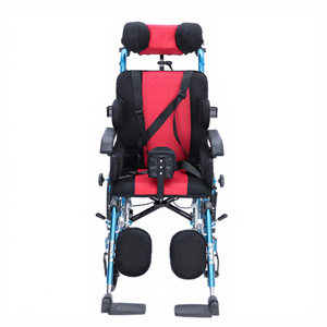 KS Childrens <b>Reclining</b> Wheelchair Red Black Seat Aluminum Frame With Headrest And Safety Straps - Product Image 1