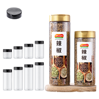 Bouteille à épices pivotante en PET avec étiquette OEM personnalisée, 170-650 ml, bouchon à vis, flacon doseur pour assaisonnements, paprika, sel, piment, ail sec, sérigraphié