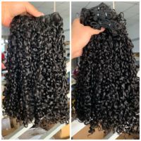 Cheveux Funmi Grade 12A Super Double Drawn Vierge Aligné Cuticules Brésiliens en Paquets Boucles Pixie Funmi Couleur Noir Naturel