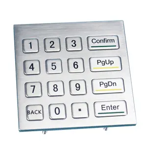 Brushed 16 tombol keypad logam perak untuk kios ATM mesin penjual bank