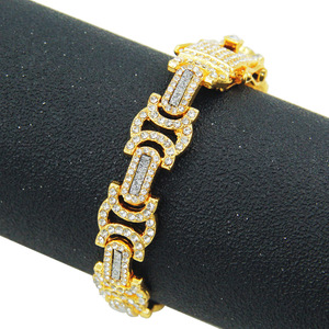 New Splicing Men's Bracelet Exaggerated Personalized Hiphop Style Geometric Shaped Sparkling Chain Bracelet Fashion Jewelry - Product Image 1