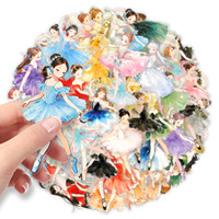 50 Autocollants Transparents Fille Ballerine Style Cartoon Chic Artistique Parfaits pour Filles Vente en Gros Transfrontalière Excellents pour Téléphones et Électronique Grand Public
