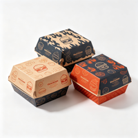Boîte à hamburger en carton blanc biodégradable en vrac, impression personnalisée du logo, boîte à emporter pour la restauration rapide jetable