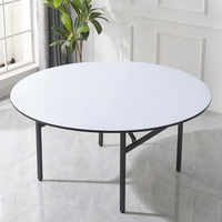 Table ronde pliante robuste en gros avec plateau recouvert de PVC et noyau multicouche pour salle de banquet, salle de conférence, restaurant