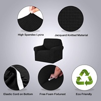Housse de canapé et fauteuil en tissu jacquard extensible, protection pour canapé une place, haute teneur en élasthanne