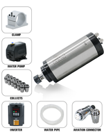 Moteur de broche refroidi par eau HLTNC 3KW 220V 100mm ER20 avec variateur de fréquence HY 80W, pompe, pince et kit de pinces de serrage pour routeur CNC et fraisage de métaux