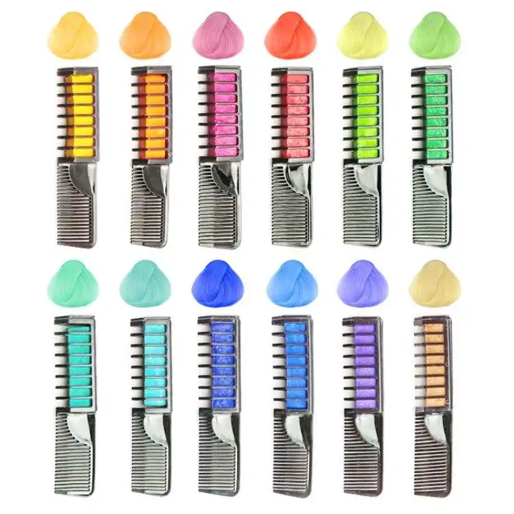 Private Label Instantly Hair Chalk Dye Wholesale 14 Color Brush Temporary Hair Color Chalk Comb
