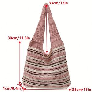 Sacs fourre-tout à rayures grande capacité, sacs à bandoulière de haute qualité pour filles, sacs de plage pour femmes - Product Image 3