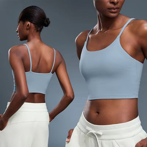Nouveau design Crop Top Soutien-gorge de sport rembourré pour le yoga et l'entraînement, sans manches, à bretelles, style T-shirt de gym - Product Image 1