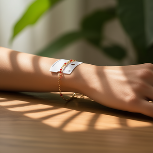 Stainless Steel <b>Beaded</b> Bracelet Gold Plated <b>Red</b> <b>Beads</b> Unisex Fashion Jewelry Gift - Product Image 2