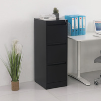 Armoire de classement verticale moderne Khizana à 3 tiroirs profonds, armoire de rangement en acier métallique verrouillable pour bureau