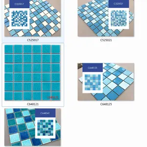 No-Cerámica mosaico azul para cuarto de baño de natación piscina de azulejos