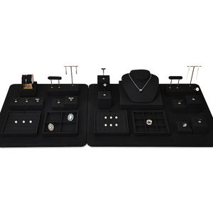 Jinsky, recién llegado, conjunto de exhibición de joyería de microfibra negra con accesorios de metal - Product Image 5