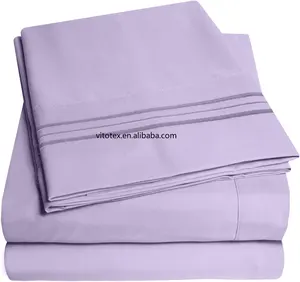 Luxury Collection Bed Sheet Set Brushed Microfiber Wrinkle Fade 4pcs-1 Fitted Sheet 1 Flat Sheet And 2 Pillowcases