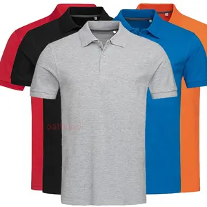 OEM High quality work uniform business polo camisas blank embroidered company logo cotton polyester mens plain custom polo shirt