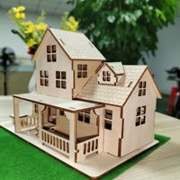 Puzzle 3D Kayu Buatan Tangan Model Bangunan Rumah Nyaman Desain untuk Dewasa Anak-anak DIY Hadiah Ulang Tahun Kemasan Kotak