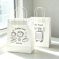Sacs en papier kraft personnalisés avec logo imprimé pour emballage alimentaire, cadeaux et produits ménagers – Blanc et brun, pas chers