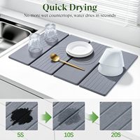Grand tapis de séchage de vaisselle en pierre pour comptoir de cuisine Tapis en pierre pliable à séchage rapide avec tampon antidérapant Papier de verre super absorbant
