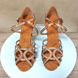 Chaussures <span class=keywords><strong>de</strong></span> danse salsa pour femmes adultes, talons hauts, semelle souple, dessus en satin, semelle extérieure en cuir véritable, chaussures <span class=keywords><strong>de</strong></span> sport d'intérieur pour la performance - Product Image 4