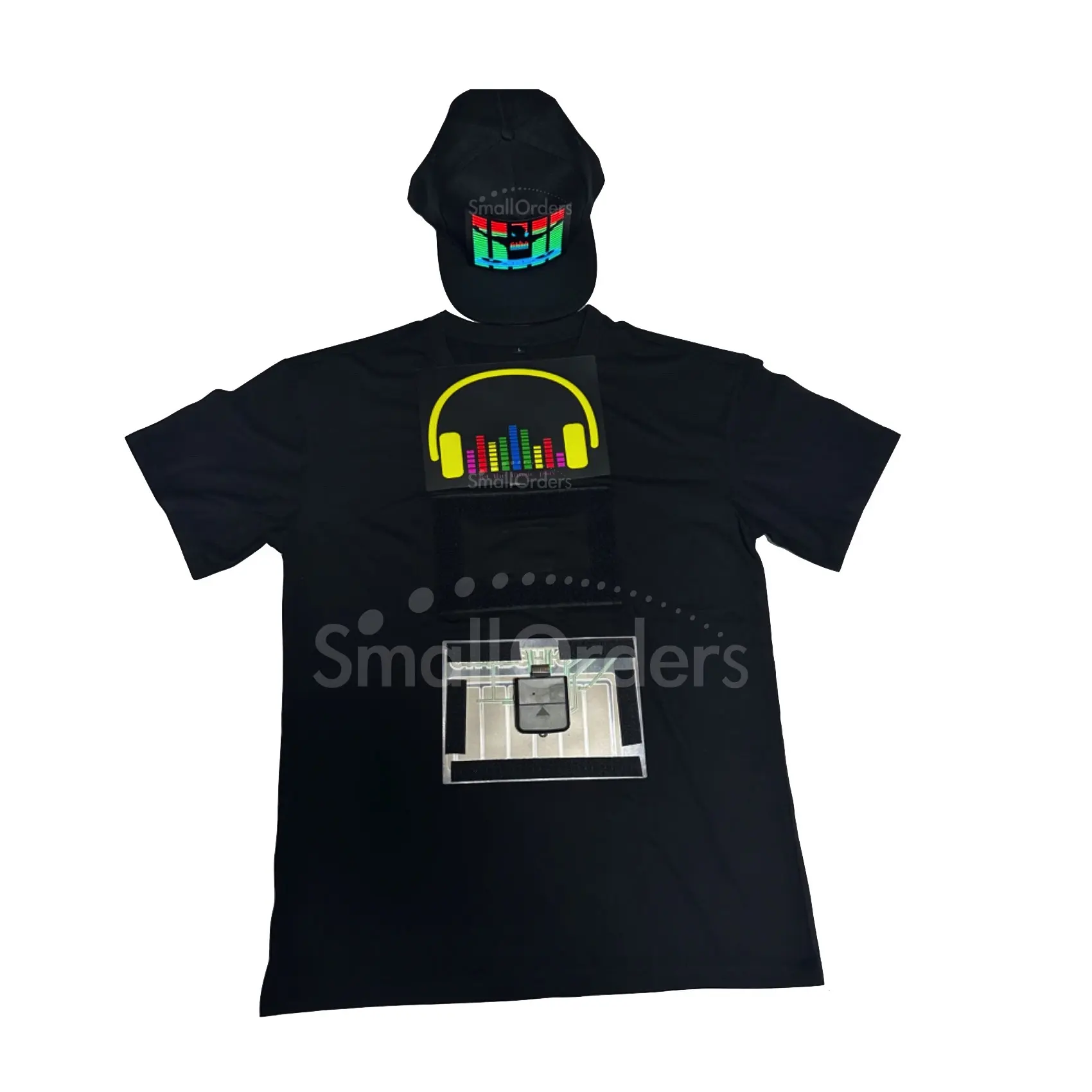 커스텀 로고 프로모션 파티 용품 LED EL 전자 라이트 업 캡 T 셔츠