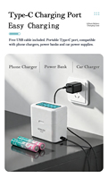 Cargador Portátil Recargable con Base de Carga, Puerto USB-C, Pantalla LCD Integrada, Iluminación LED, para Pilas AA AAA 1.2V/1.5V