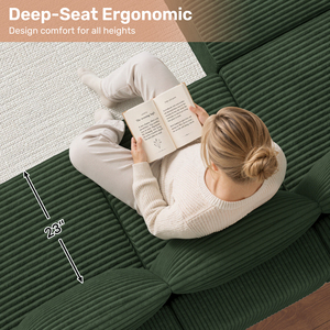 Sofá Seccional Modular en Forma de L con Chaise Longue, Tapizado en Corduroy, Asiento Profundo, Espuma de Alta Densidad para Sala de Estar/Apartamento - Product Image 2