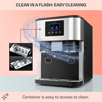 Machine à glaçons électrique automatique 3-en-1 de 15 kg avec fonction de broyage et d'eau froide |   Écran LCD |   Boîtier en acier inoxydable |   Contrôle par pavé tactile |   Glace