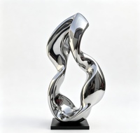 Grande sculpture circulaire moderne en acier inoxydable poli, ajourée, résistante aux intempéries, pour extérieur, jardin, parc