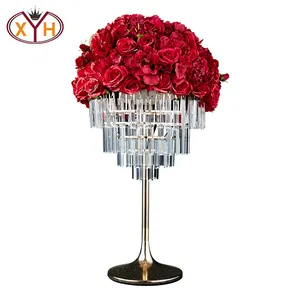 Xinyuanxing Goedkope Prijs Feest Bruiloft Decoratie Vloer Vaas Kristal Metalen Bloem Stand