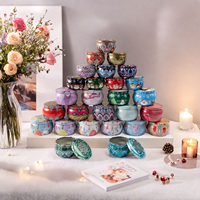 RTS 2,2 Unzen Leeres Rundes Metall-Kerzenglas D63*H40mm für Aromatherapie Sojawachs Gelwachs Getrocknete Blumen Kerzendose
