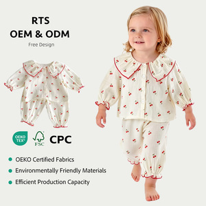 Conjunto de Pijama de Otoño para Bebé Niña, Dos Piezas, Manga Larga, Estilo Occidental, <span class=keywords><strong>Ropa</strong></span> para el Hogar, 100% Algodón Transpirable - Product Image 1