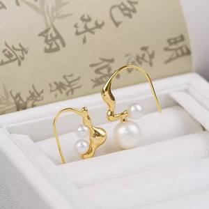 22464 Accessoires de perles DIY, support vide pour boucles d'oreilles en argent S925 avec double perle, bijoux en argent, perles de 5 à 10 mm pour boucles d'oreilles en perles - Product Image 2