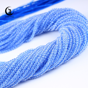 Zhe Ying Bán Buôn Hạt Thủy Tinh Mặt 2Mm 3Mm Hạt Sapphire Tự Nhiên Màu Xanh Hạt Thủy Tinh Rondelle Lỏng Để Làm Trang Sức - Product Image 3