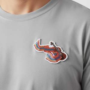 Parche de Fieltro Bordado con Violín Colorido DigitEMB, Aplique Termoadhesivo con Forma de África para Chaquetas, Mochilas, Sombreros, Jeans, Manualidades - Product Image 1