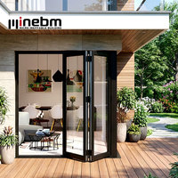 Portes pliantes Mineb, système de portes pliantes verticales automatiques sans cadre en verre, porte pliante en verre aluminium pour l'intérieur de la maison