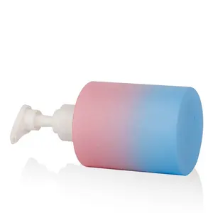 Beyaz pompa kafası ile Bestglass degrade renk plastik şişe 300ml şampuan konteyner pembe ve mavi şişe