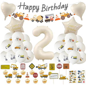<span class=keywords><strong>Guirlande</strong></span> <span class=keywords><strong>de</strong></span> bannières pour fête d'anniversaire <span class=keywords><strong>de</strong></span> 3 ans sur le thème <span class=keywords><strong>de</strong></span> la grue <span class=keywords><strong>de</strong></span> <span class=keywords><strong>chantier</strong></span>, beige, ballons en feuille 0-9, ballons imprimés, décorations pour cupcakes - Product Image 2