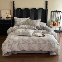 Parure de lit de luxe 200 fils en coton teint 100% avec housse de couette et draps, motif texturé tissé