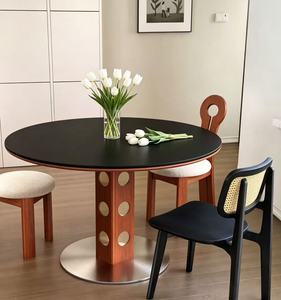 New Arrival Modern Round Black Dining <b>Table</b> <b>Set</b> with Mismatched Chairs & <b>Stools</b> for Home Kitchen Dining Room - Product Image 1